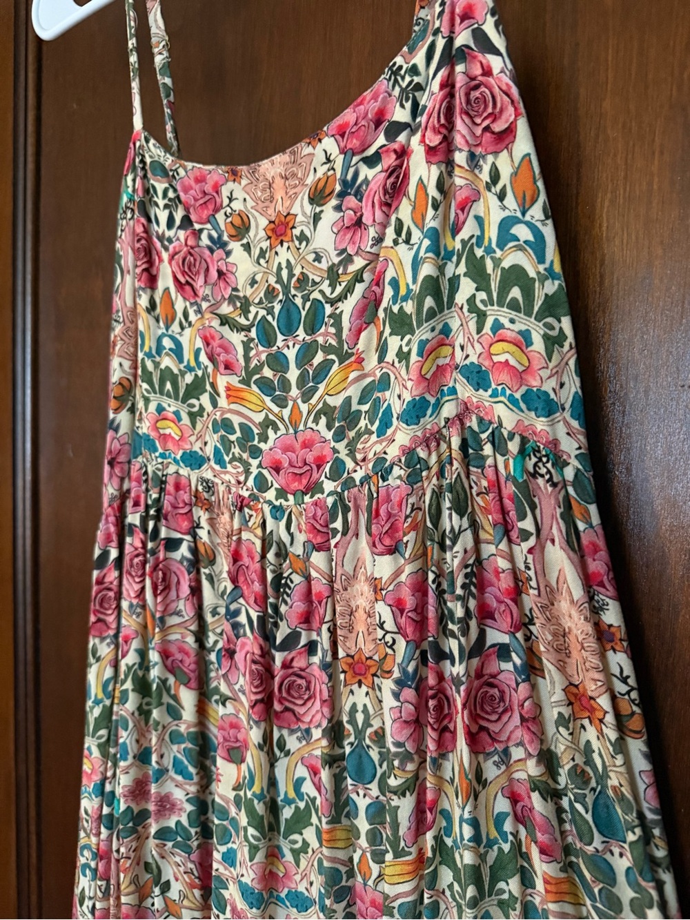 NATURAL LIFE Pink and Green Floral Maxi Dress with Spaghetti Straps - Picture 4 of 5
